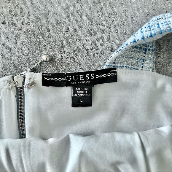 NEW Guess Blue & White Plaid Tweed Crop Top - Picture 3 of 11